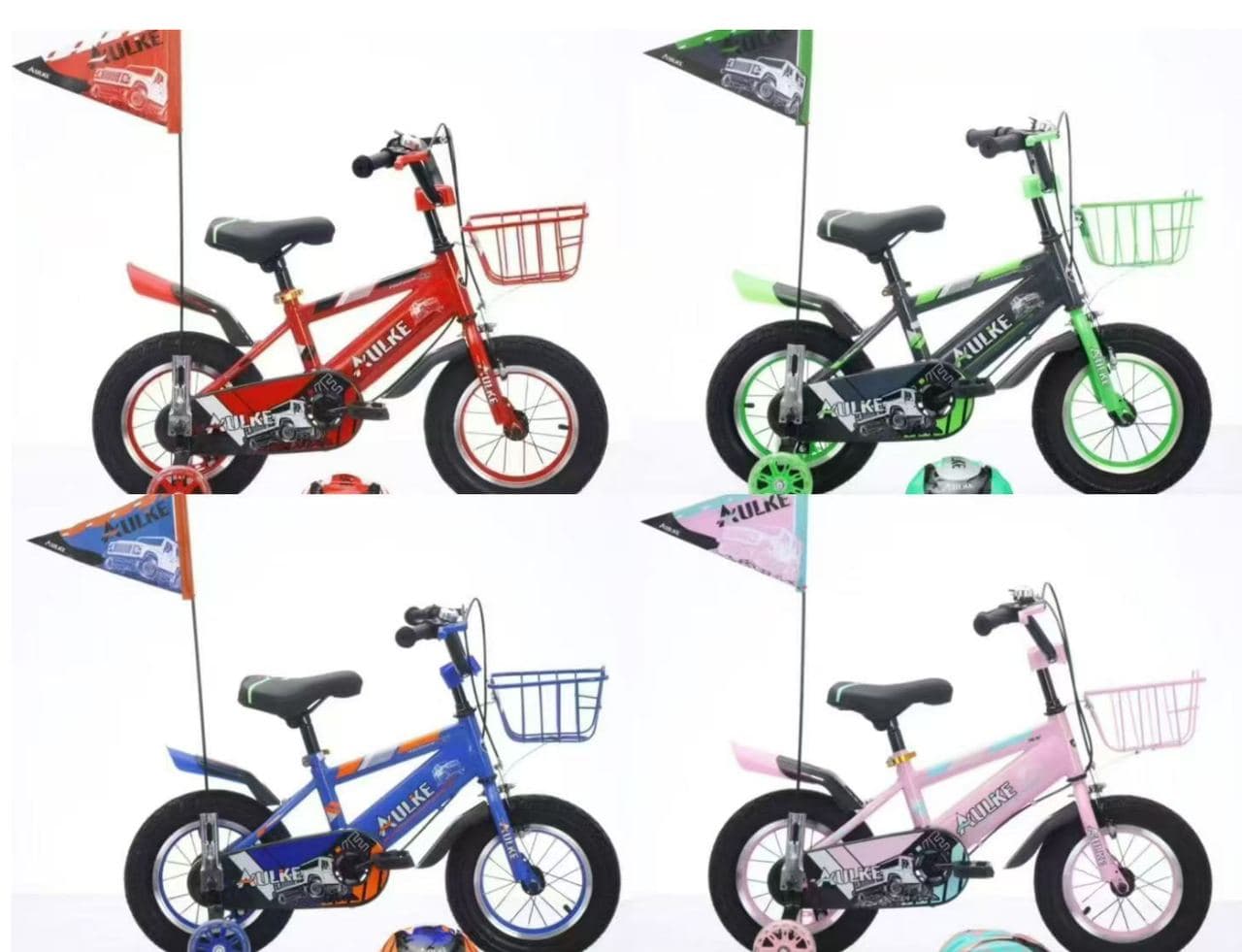 K08 Kids Bike with Safety Flag and Basket