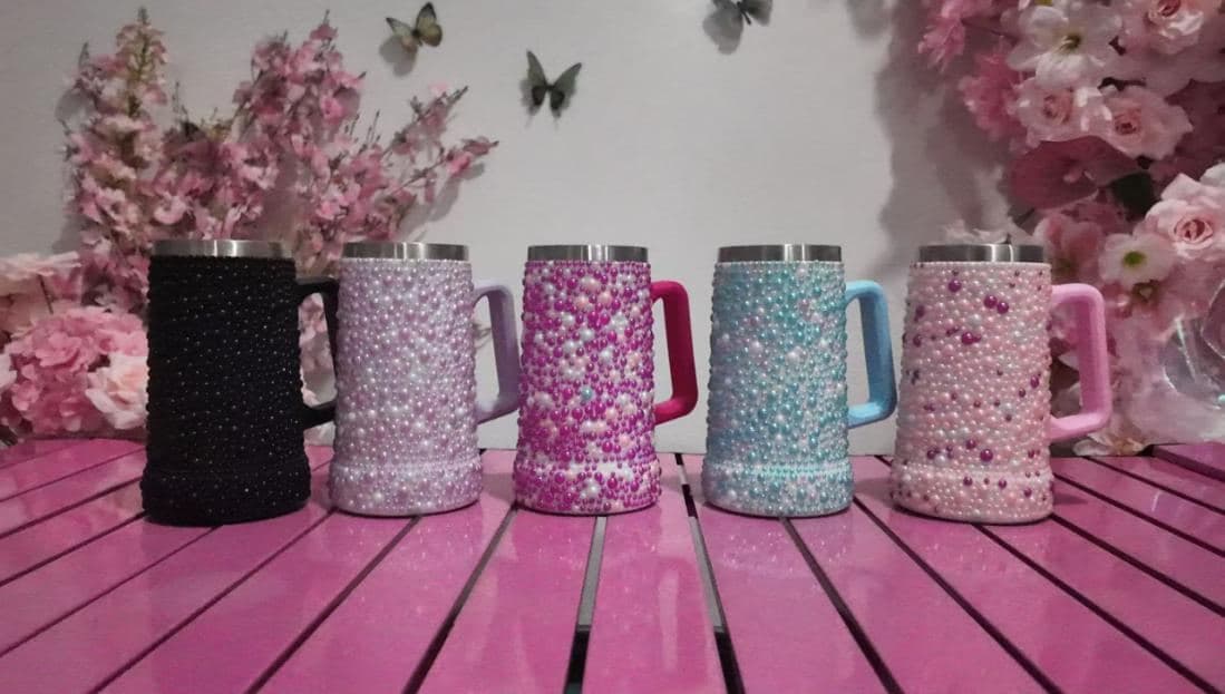 Rhinestone Stainless Steel Tumbler, 710 ml, Ref. D075