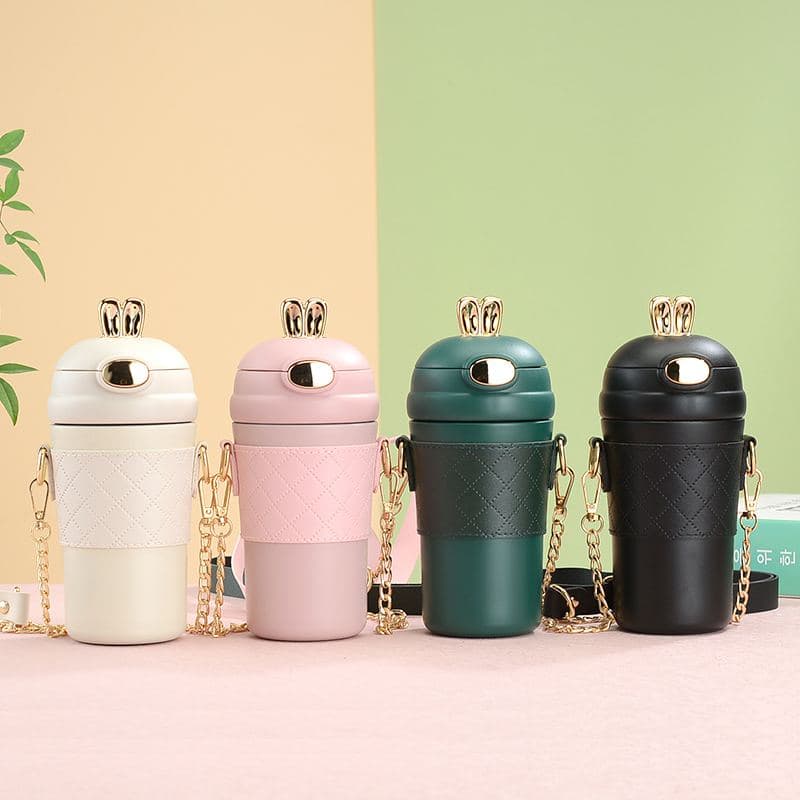 Diwangxin YD-957A Quilted Coffee Cup with Chain Strap, 400ml