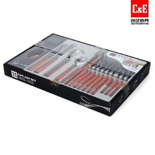 T055 24pc Cutlery Set, 410 Stainless Steel, Octagonal Handles