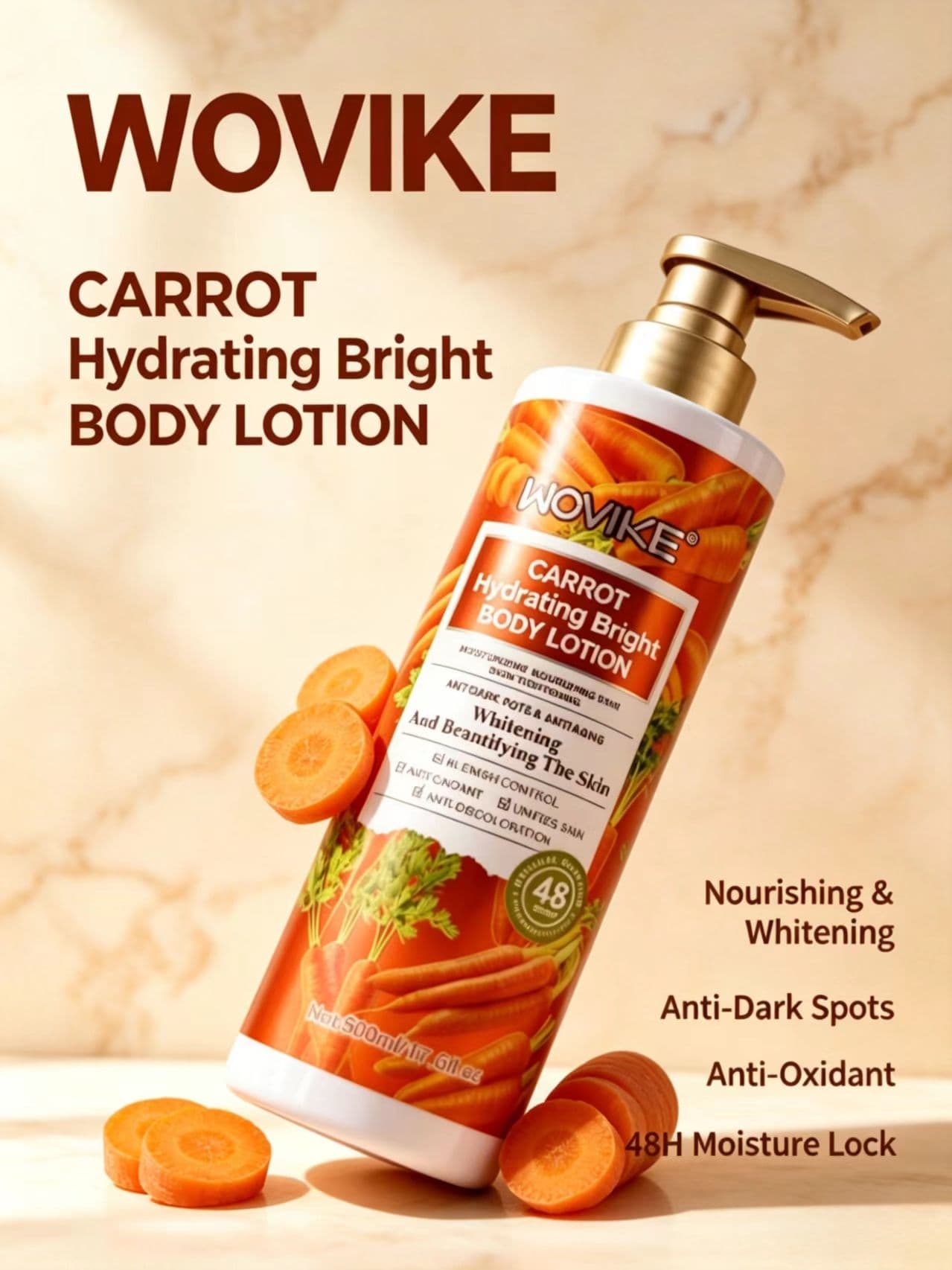 WOVIKE FR-040-3 Carrot Body Lotion, 500ml