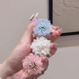 Flower Claw Clip, Blue and Pink
