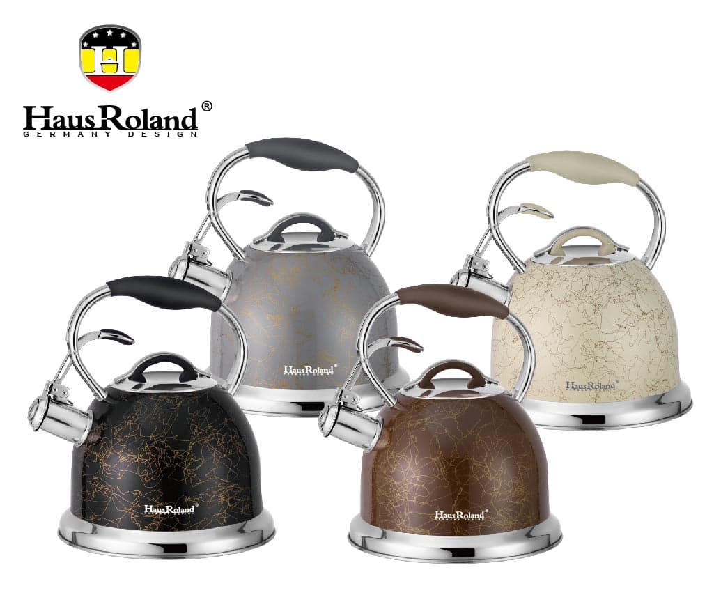 HausRoland Whistling Stovetop Kettle, Speckled Finish
