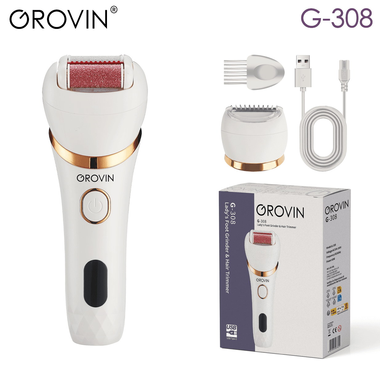 GROVIN G-308 2-in-1 Foot Grinder and Hair Trimmer