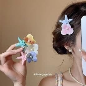 Starfish and Flower Hair Clip, Pastel