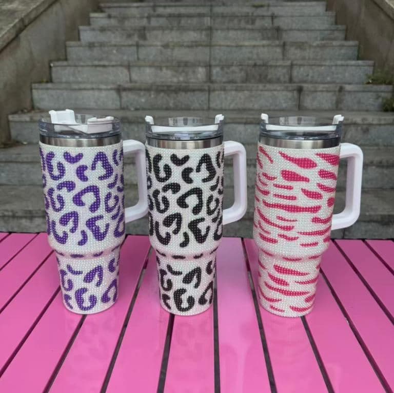 Rhinestone Stainless Steel Tumbler, Ref. D057