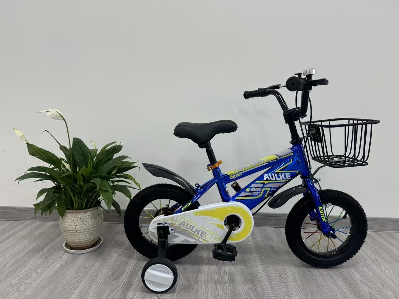 AULKE AK Kids Bike with Wire Basket, Blue