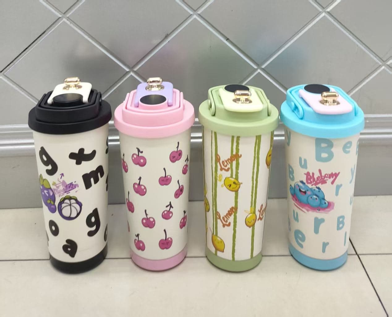 Diwangxin Lily Cartoon Smart Tumbler with Straw Lid, 500ml