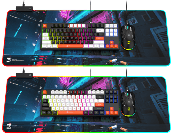 R8 GW4002 87 Keys RGB E-sport Gaming Peripheral 3-IN-1 Set English & Arabic layout