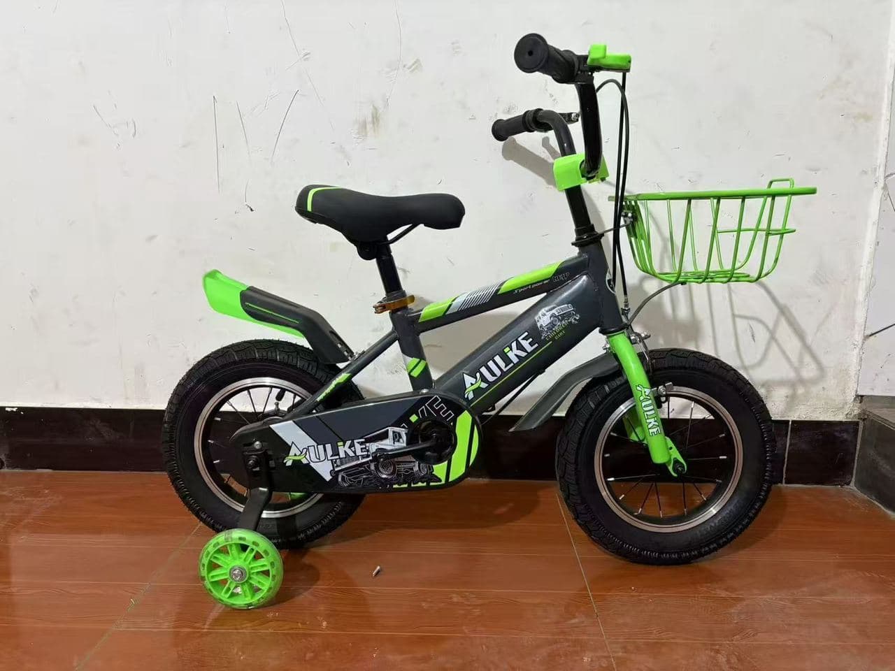AULKE K08 Kids Bike with Green Basket