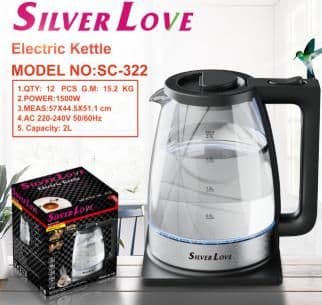Glass Electric Kettle ZY-322, 2.0L, 1500W
