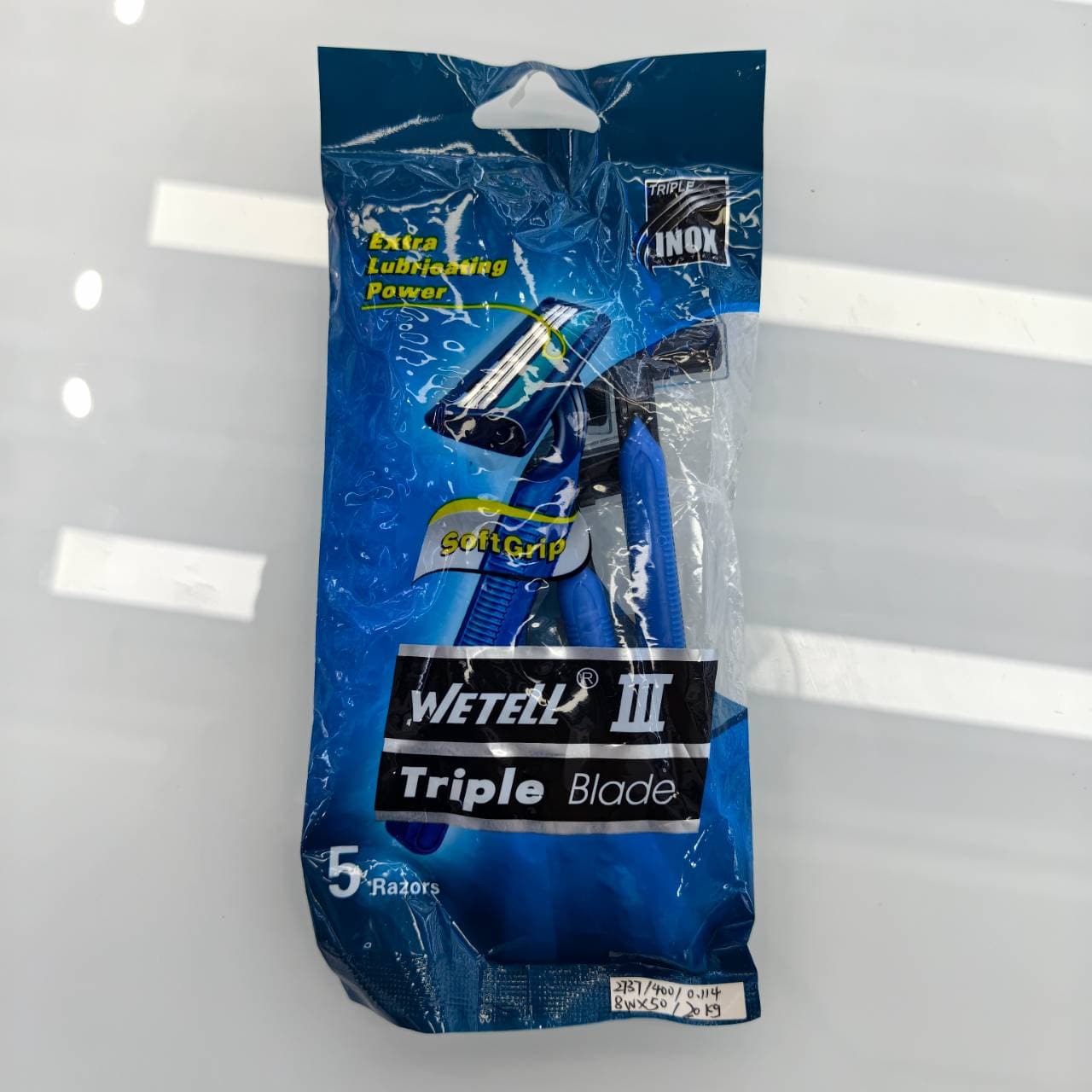 WeTell III Triple Blade Disposable Razors, Long Handle, 5-Pack
