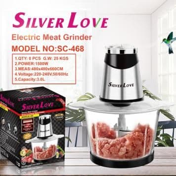 Meat Grinder with Glass Bowl SC-468, 3.0L ,Glasscup, 1500W
