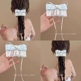 Bow Hair Tie with Ribbon Tails, Pastel