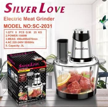 Meat Grinder with Glass Bowl SC-2031, 3.0L,Glasscup, 1500W