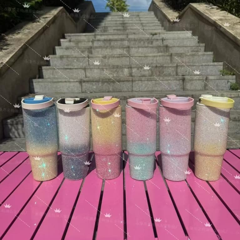 Rhinestone Stainless Steel Tumbler, 500 ml, Ref. D049
