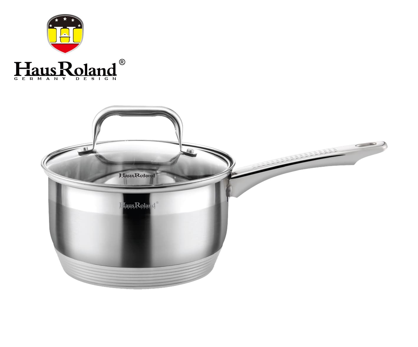 HausRoland HR149-1 Stainless Steel Saucepan with Glass Lid, Large