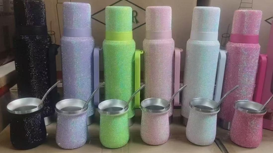 Rhinestone Stainless Steel Tumbler, Ref. D047