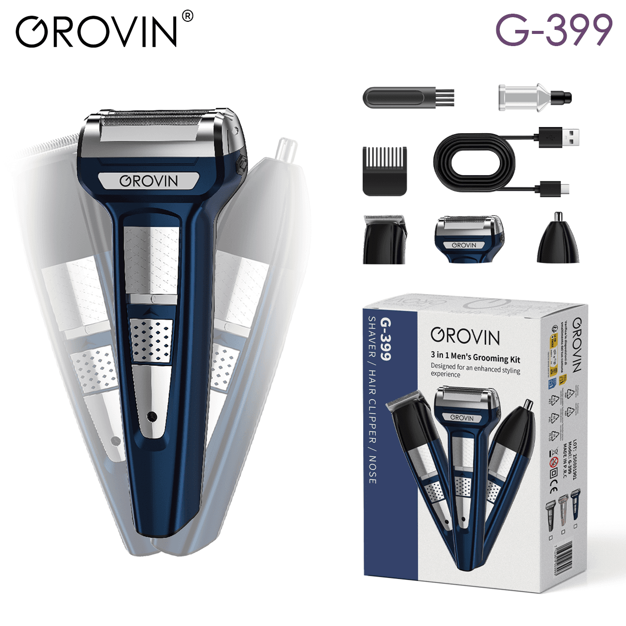 GROVIN G-399 3-in-1 Grooming Kit