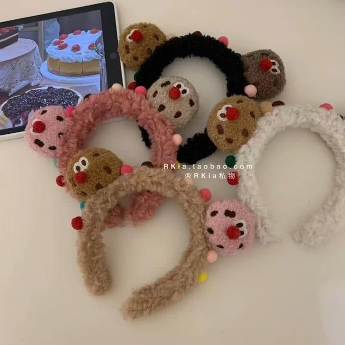 Bear and Biscuit Headband, Pink and Brown