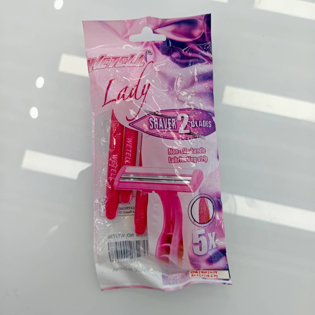 WeTell Lady Twin Blade Disposable Razors for Women, Non-Slip Handle, 5-Pack