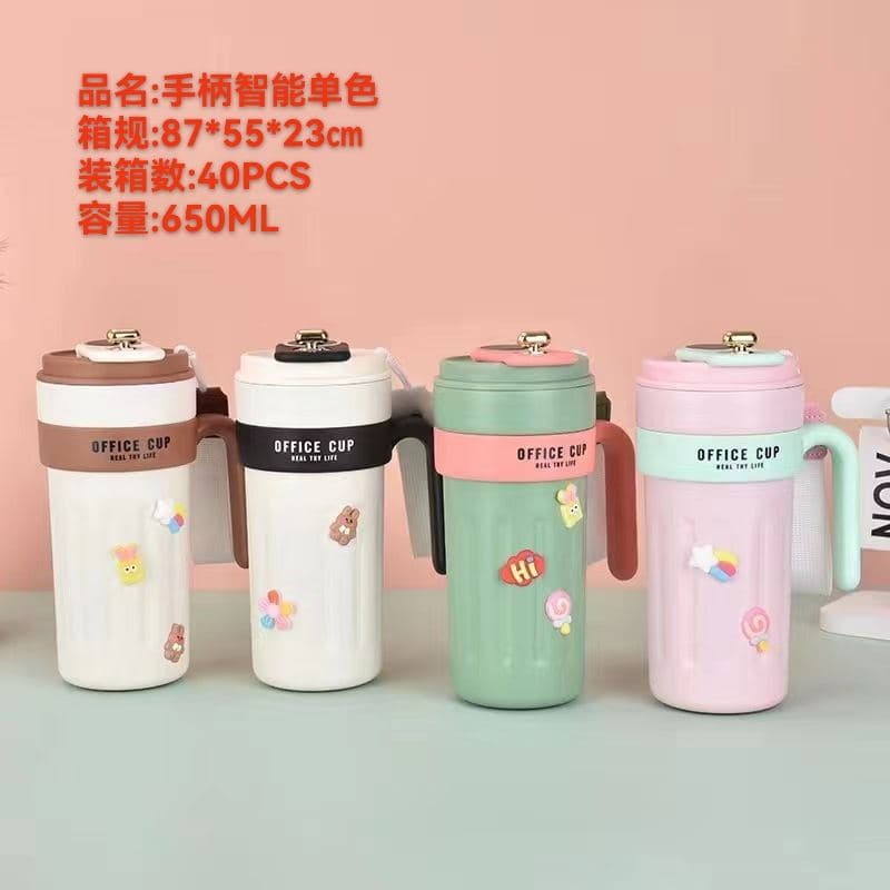 Diwangxin Office Cup with Handle and Temperature Display, 650ml