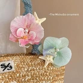 Orchid and Starfish Hair Clip, Pink and Mint