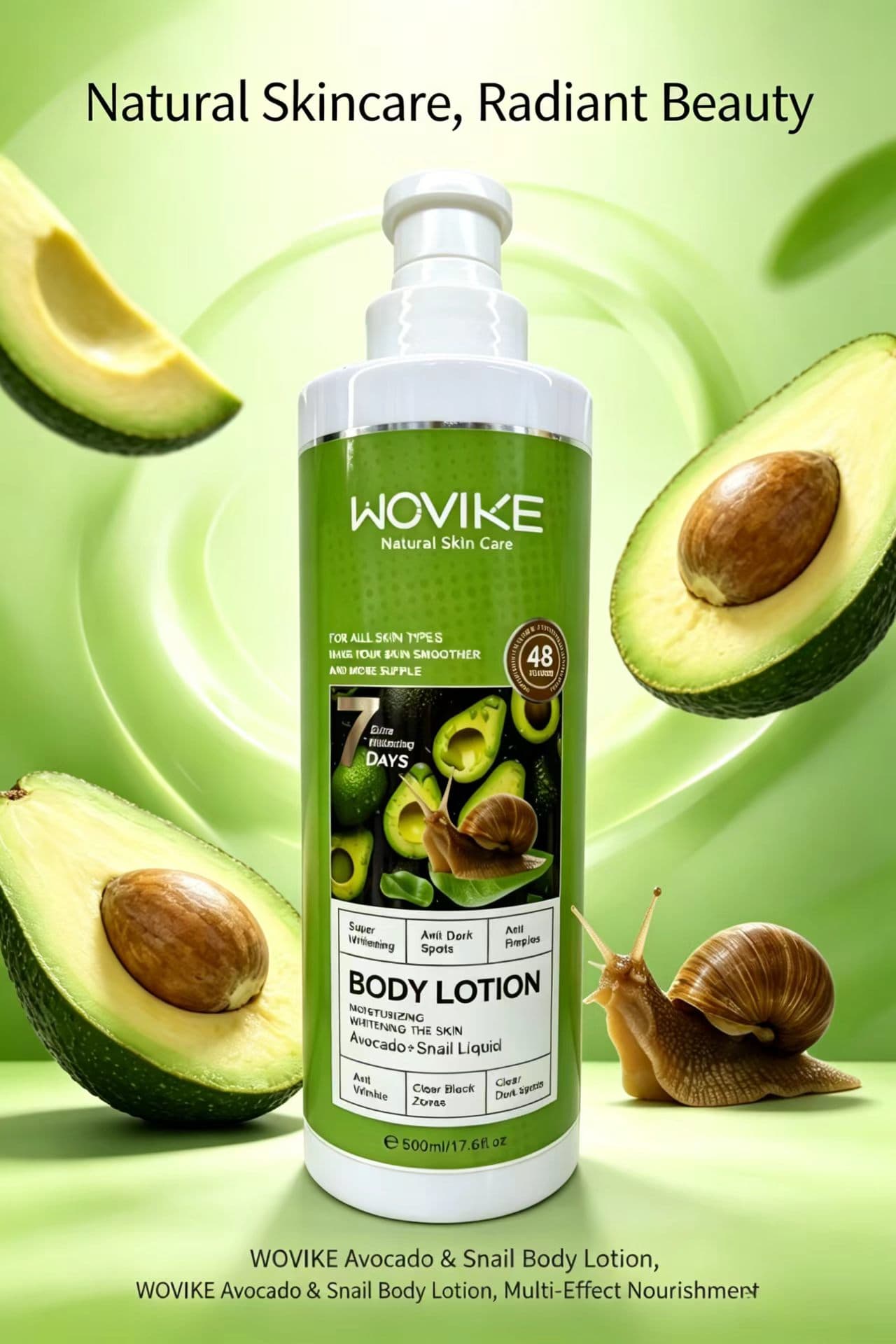WOVIKE FR011-1 Avocado+Snail Body Lotion, 500ml