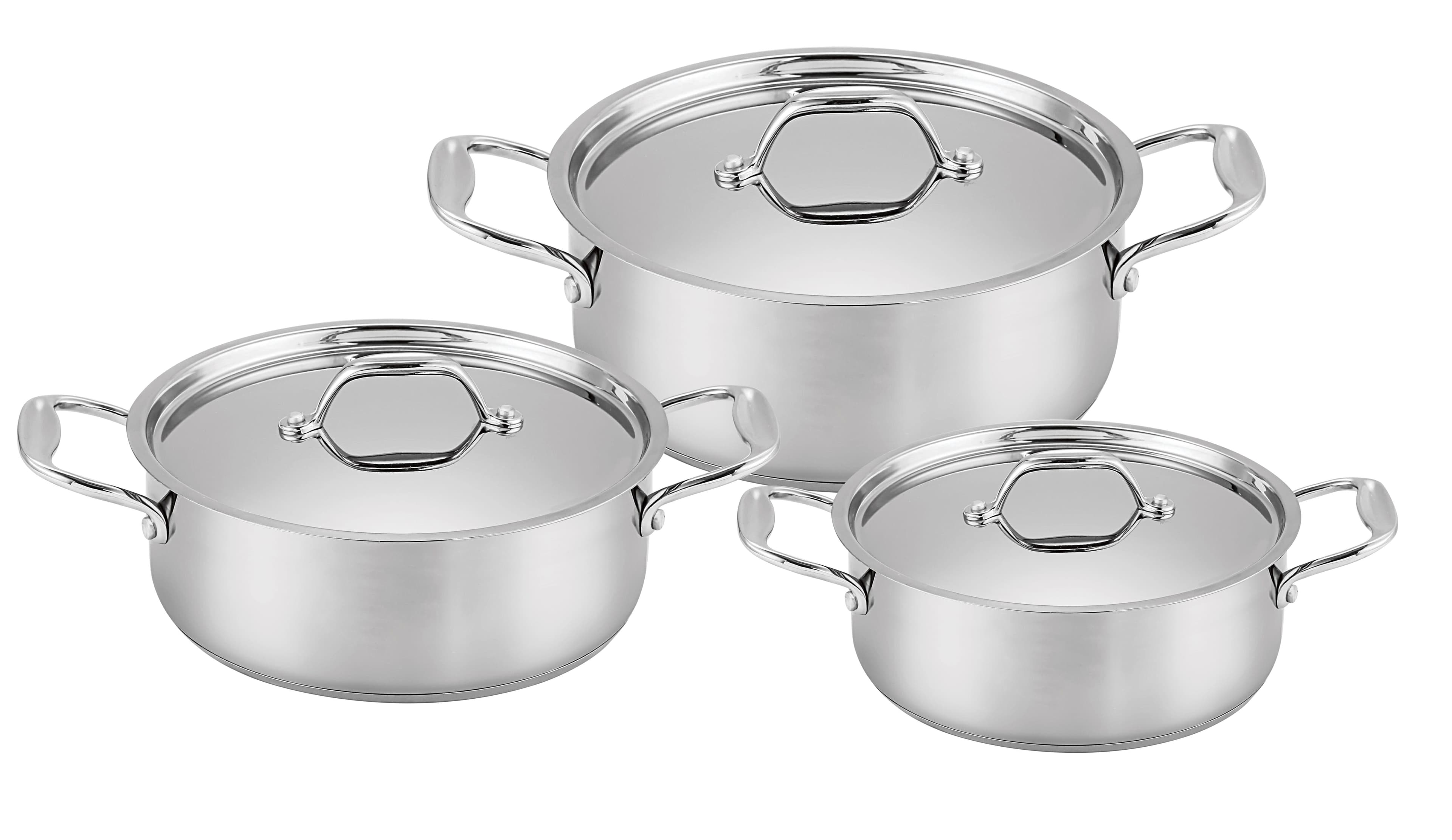 3-Piece Stainless Steel Casserole Set with Steel Lids