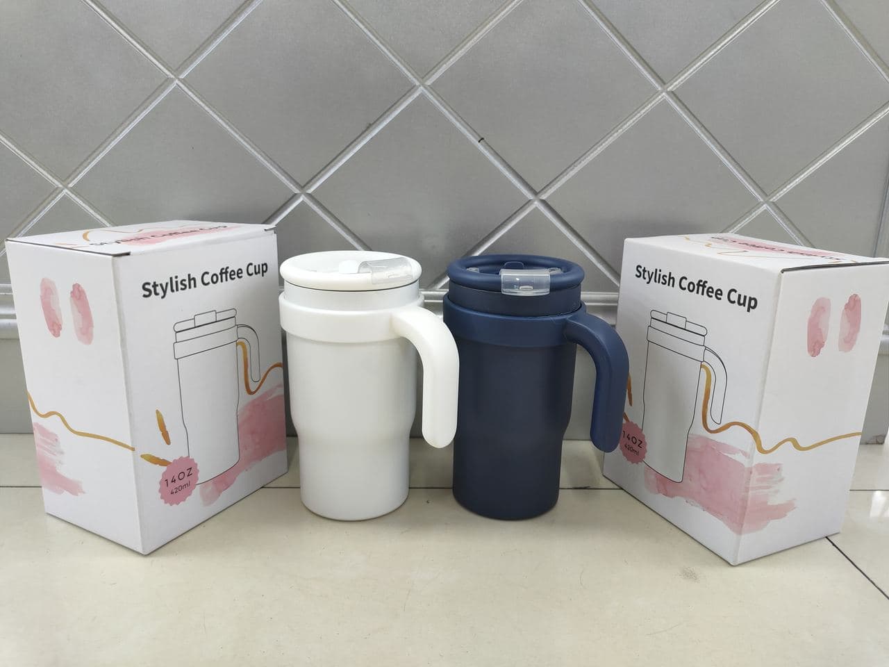 Diwangxin WQ Stylish Coffee Mug with Handle, 420ml