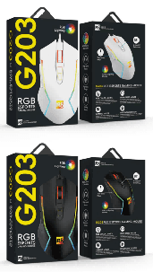 R8 G203 7D Wired Gaming Mouse RGB Lighting, 1200-2400-3200-4800-7200 DPI