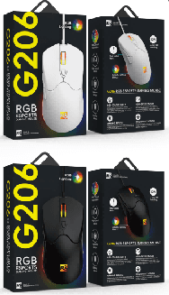 R8 G206 6D Wired Gaming Mouse RGB Lighting, 1200-2400-3200-4800-7200 DPI, 6 Buttons