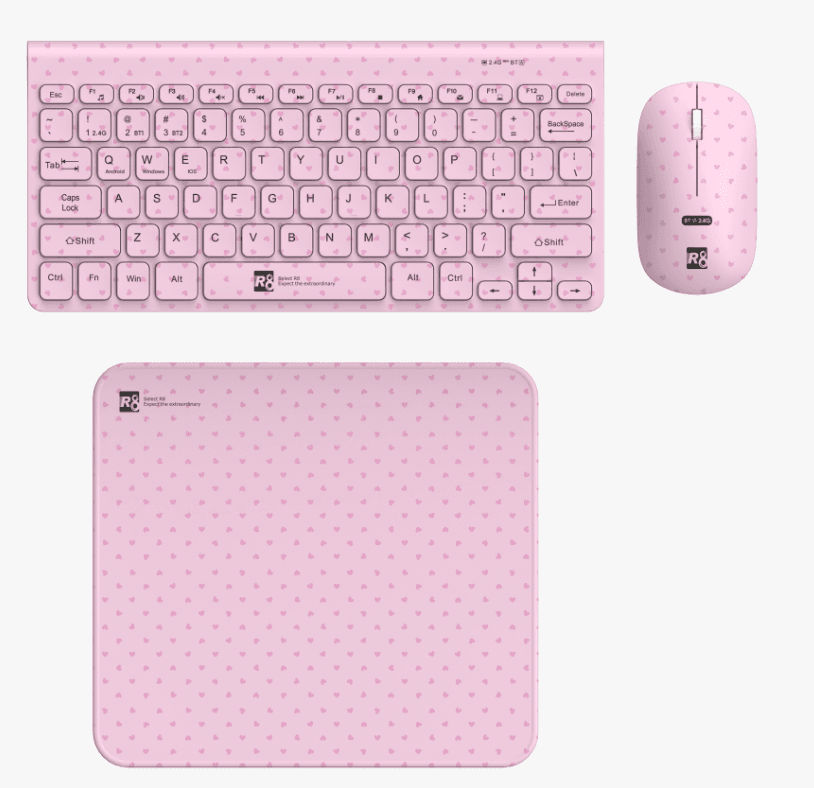 R8 GT108 Wireless 2.4G+BT Keyboard & Mouse & Mouse pad Combo English & Spanish layout