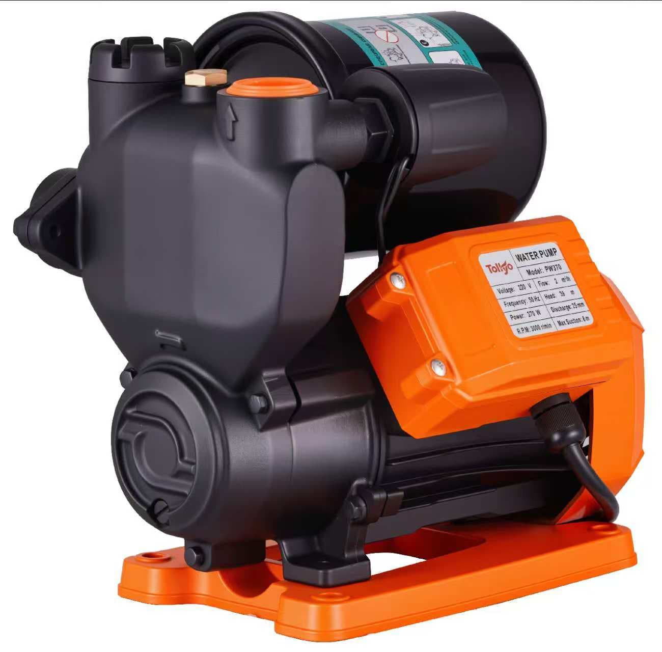 Tolkyo PW370 Self-Priming Booster Pump, 0.5HP / 0.37kw, 2.1 m3/h, 32m Head, Stator ø90*120p