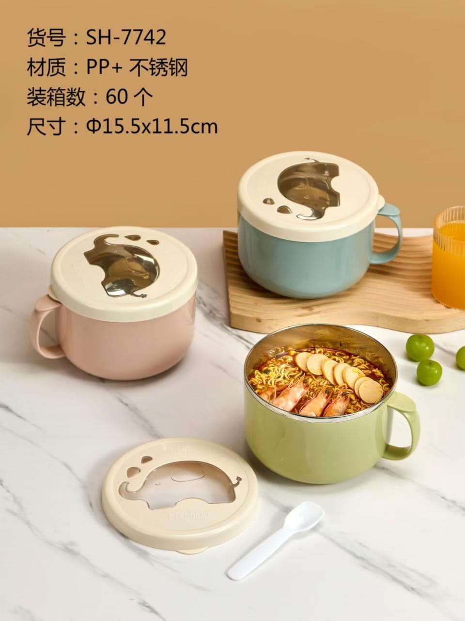 Stainless Steel Noodle Bowl with Handle, 48 pcs/carton