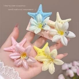 Starfish and Lily Hair Clips, Pastel