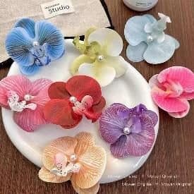 Orchid Flower Hair Clips, Pastel