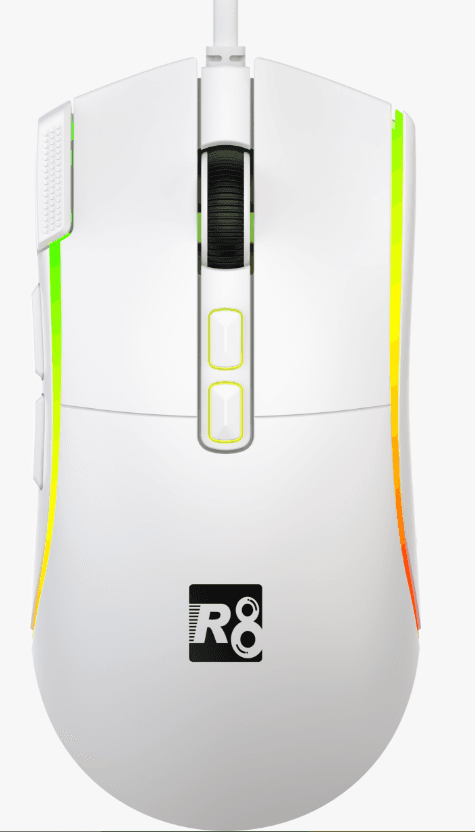 R8 G215 8D Wired Gaming Mouse RGB Lighting, 1200-1600-2400-3200-4800-7200 DPI