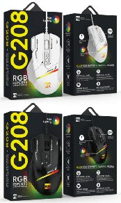 R8 G208 8D Wired Gaming Mouse RGB Lighting, 1200-2400-3200-4800-7200 DPI