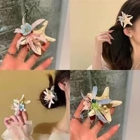 Starfish and Flower Hair Clips, Pastel