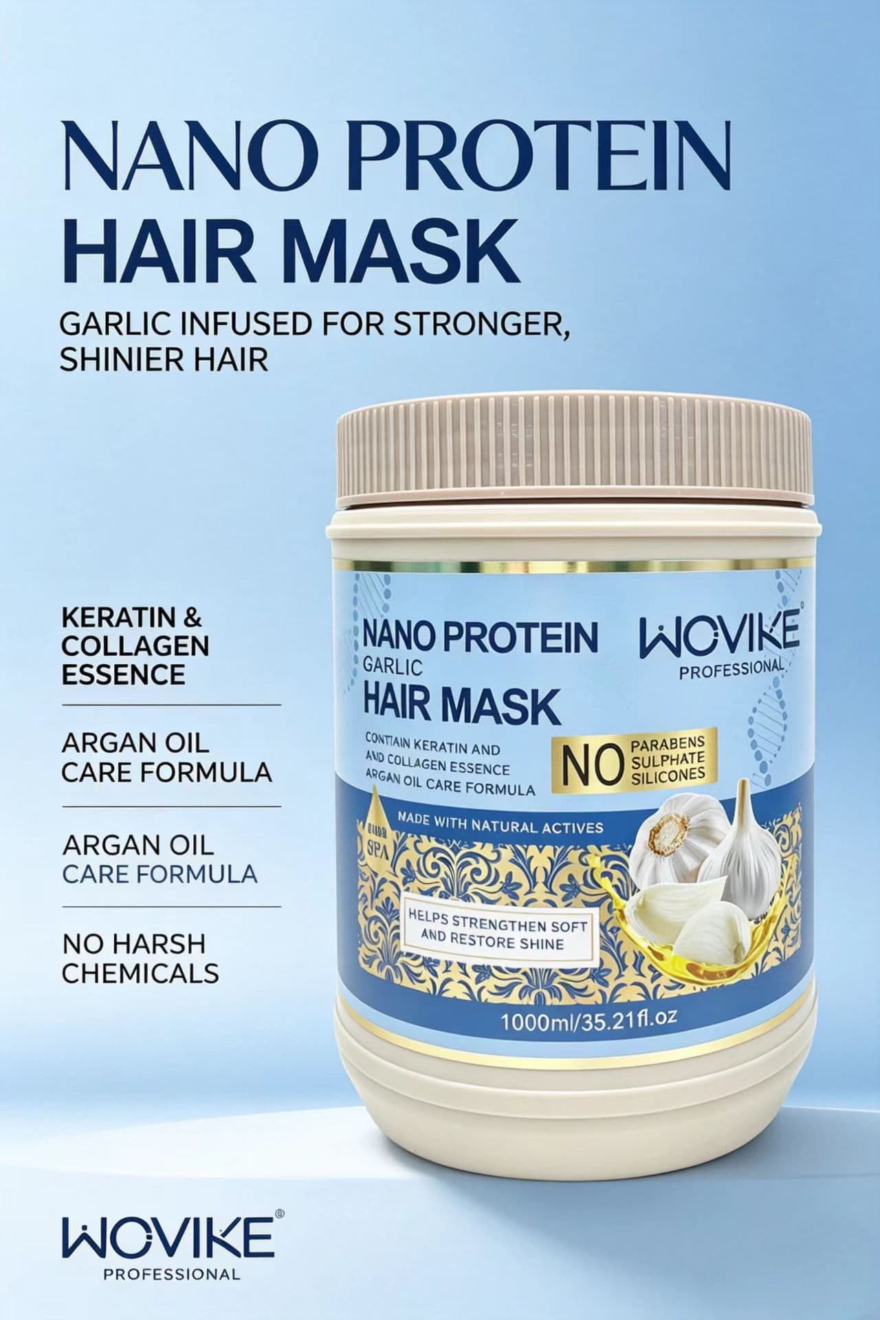 WOVIKE FR023-2 Garlic Hair Mask, 1000ml