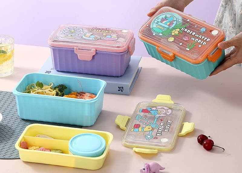 PP Plastic Soup Bowl, 22 x 13.5 x 9.5 cm, with Spoon and Fork
