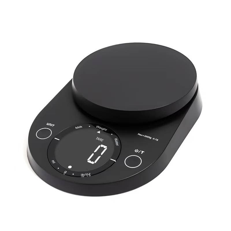 Black Round-Platform Kitchen Scale 5kg/1g, Milk & Water Modes