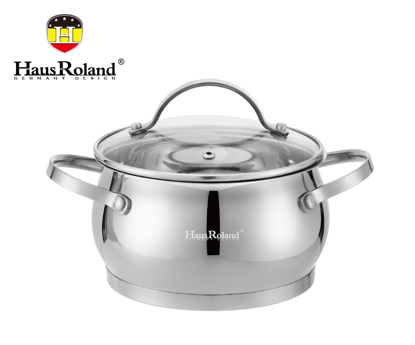 HausRoland HR114-6 Stainless Steel Belly Casserole with Glass Lid