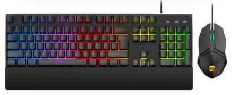 R8 GW1002 104 Keys Esports Keyboard and Mouse with Wrist Rest RGB Lighting English & Arabic & Spa...