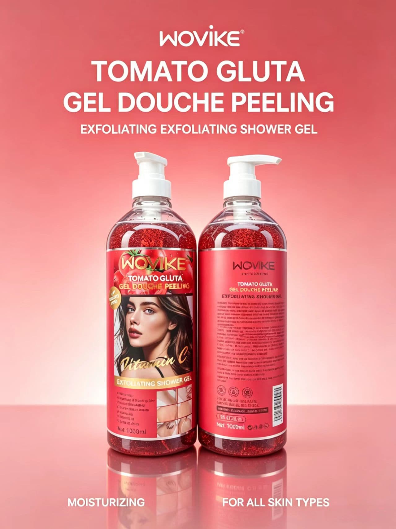 WOVIKE FR025-1 Tomato Glutathione Exfoliating Shower Gel, 1000ml