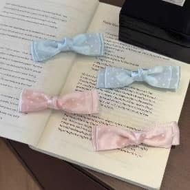 Organza Bow Hair Clips, Blue and Pink