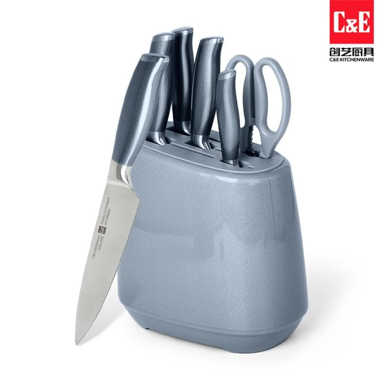 LK-3101 6pc Kitchen Knife Set with Flat Block and Scissors