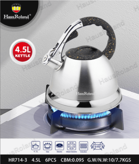 HausRoland HR714-3 Whistling Stovetop Kettle, 4.5L, Speckled Finish