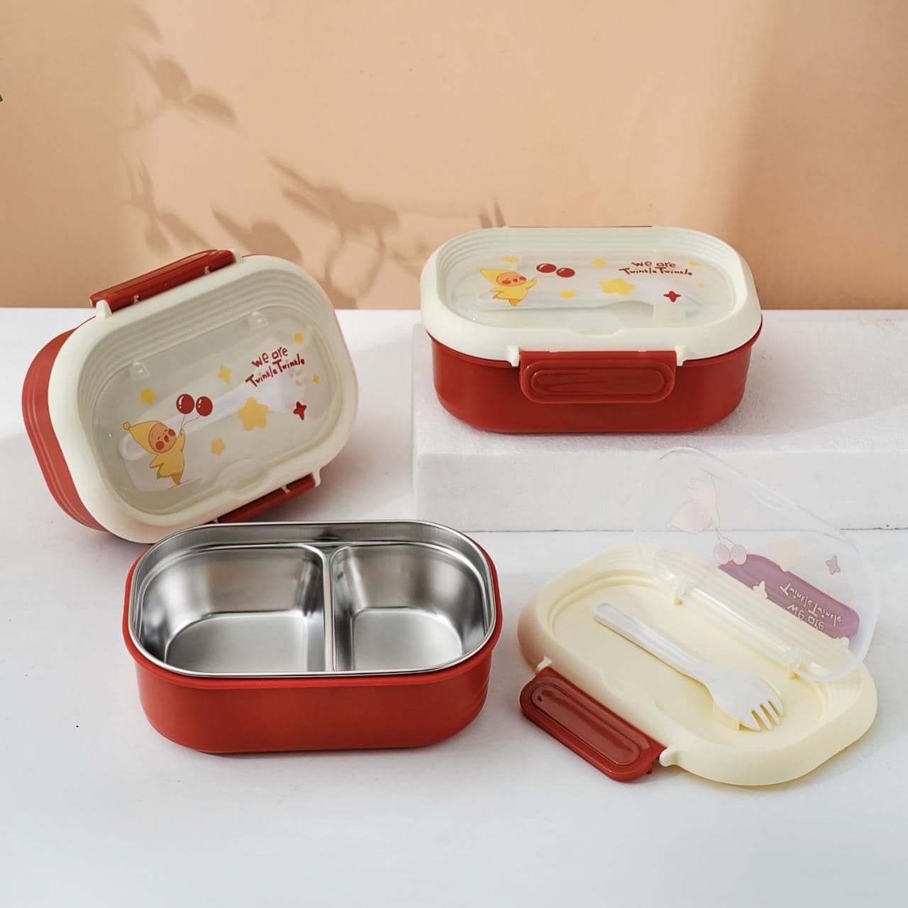Two-Compartment Stainless Steel Bento Box, 80 pcs/carton